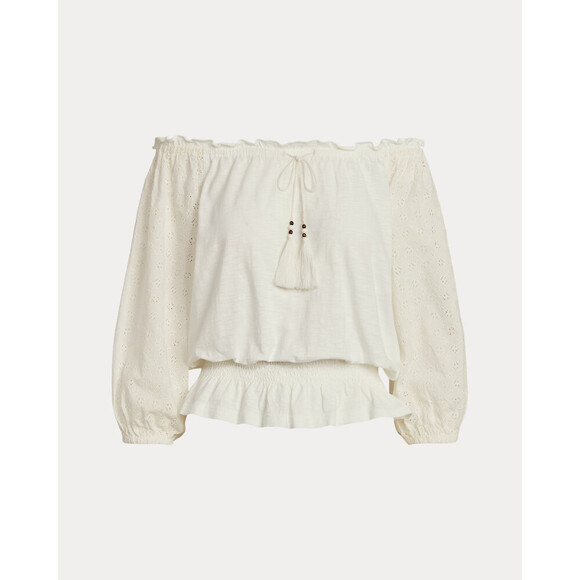 Lauren Ralph Lauren Tops - NEW Lauren Ralph Lauren Women's 2X Off-the-Shoulder Eyelet Jersey Top NWT $125